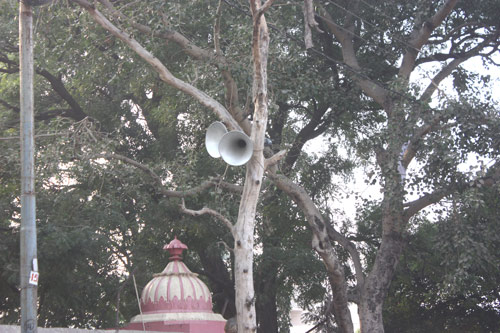 The loudspeakers near our gate