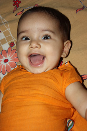 Apra laughing freely