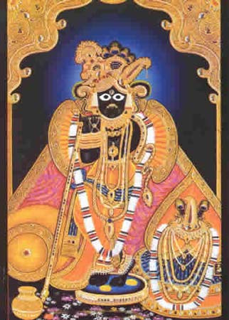 Painting of the Krishna Statue at the Banke Bihari Tempel in Vrindavan