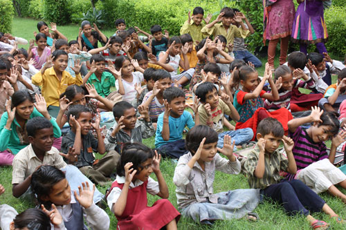 Children playing in the garden