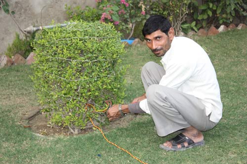 Thakur Lal, the electrician, preparing for Diwali
