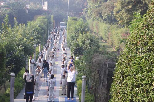 Children and Guests doing Yoga
