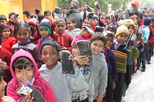 Children with their new Socks