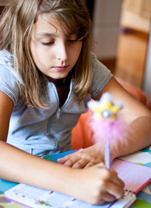 A Girl goind Homework