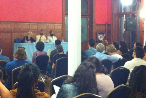 Swami Balendu giving his first lecture on Gran Canaria