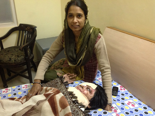 Monika with her mother in the hotel