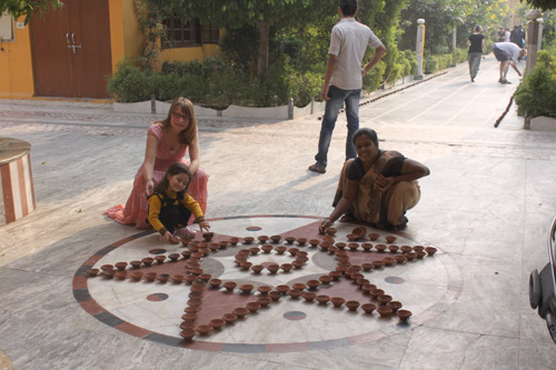 Eva, Apra and Sumitra preparing for Diwali
