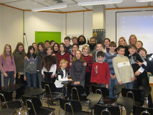 Swami ji & Yashendu with school children
