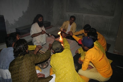 Yashendu doing Pooja ceremony