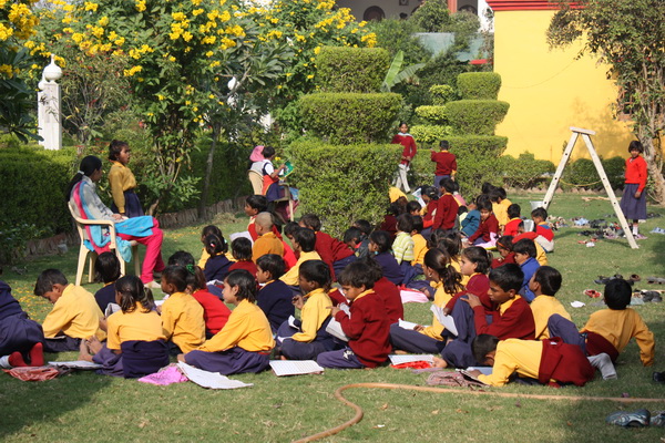 Children learning at the Ashram