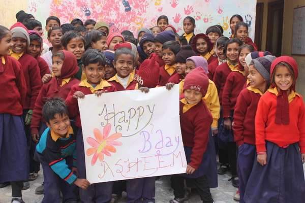 Children wishing Happy Birthday