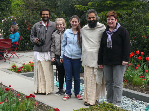 Swami ji and friends in a park