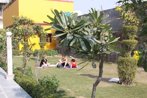 Participants relaxing in the Ashram Garden